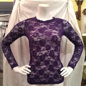 Purple lace long sleeve top